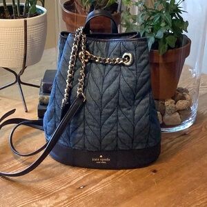 Kate Spade Blue Denim Quilted Backpack